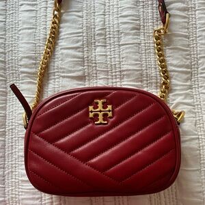 Tory Burch Red Kira Small Chevron Camera Bag